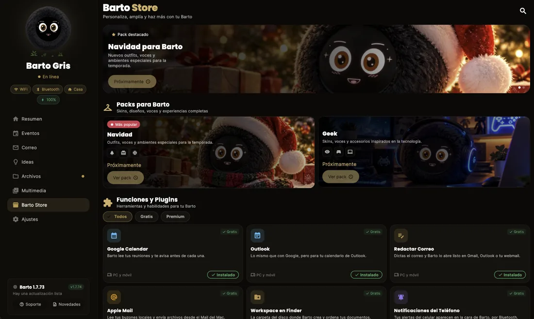 La Barto Store en el computador, con los packs y los plugins instalados